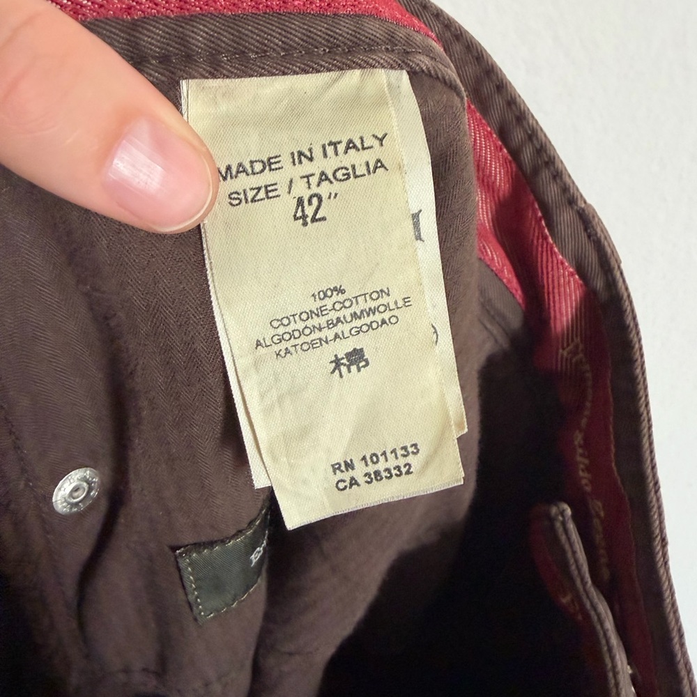 Ermenegildo Zegna Men’s Designer Brown Cotton Straight Leg Jeans size 42 EUC - Picture 7 of 13